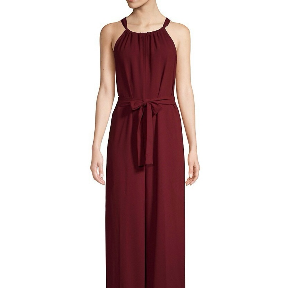 Trina Turk Burgundy Belted Jumpsuit